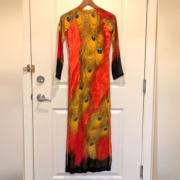 Peacock Feather Print Tunic Dress - Picture 1 of 7